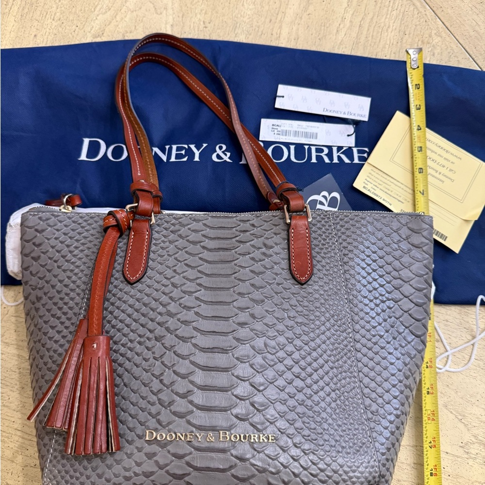 Dooney & Bourke Taupe Python-Embossed Tote - image 2